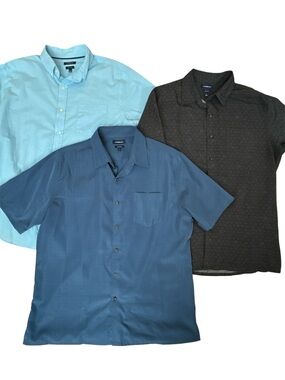 Croft & Barrow Men’s Short Sleeve Button Up Shirt lot Size L Blue Gray Easy Care